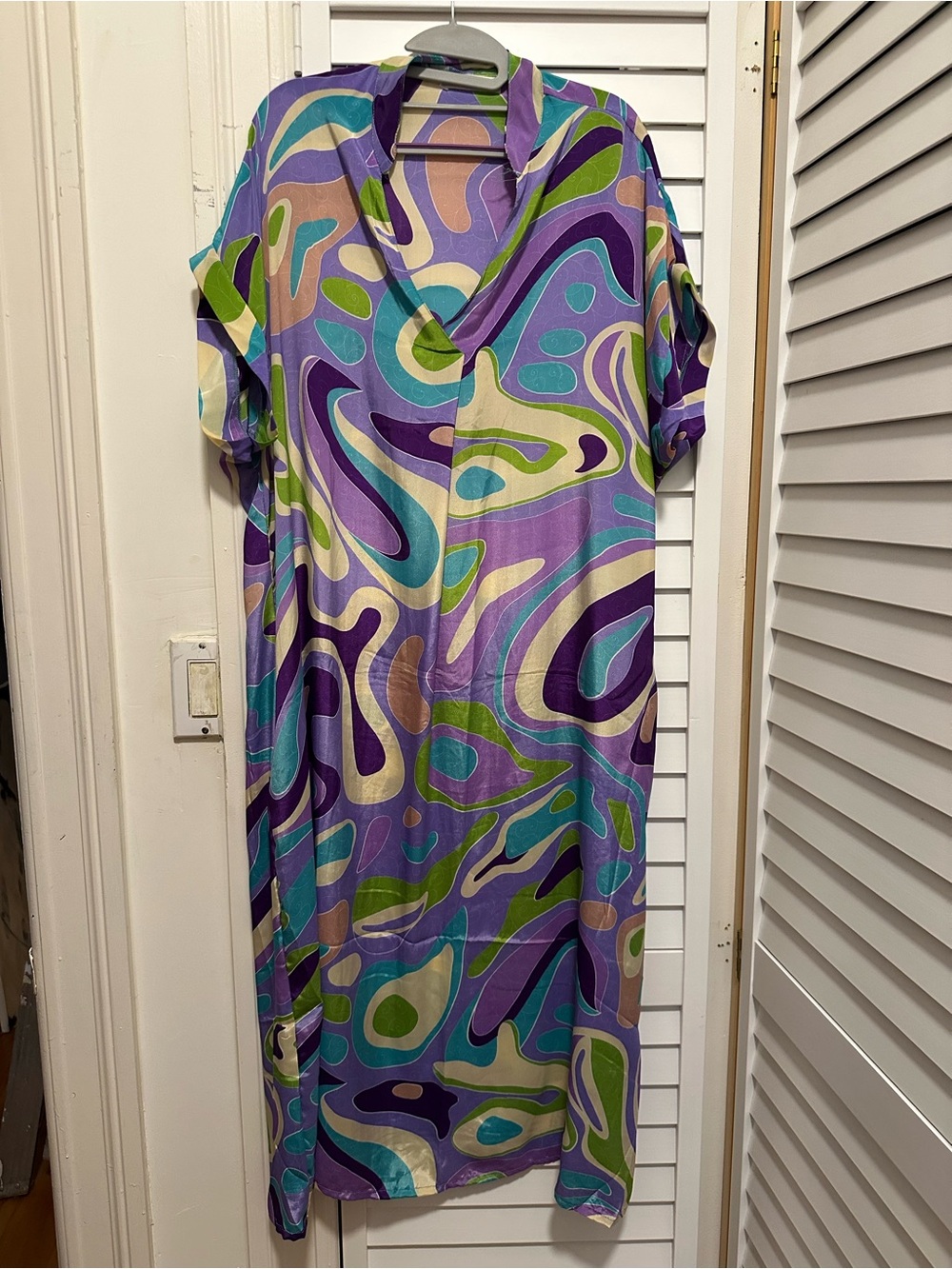 Women's Abstract Print Purple Maxi Dress